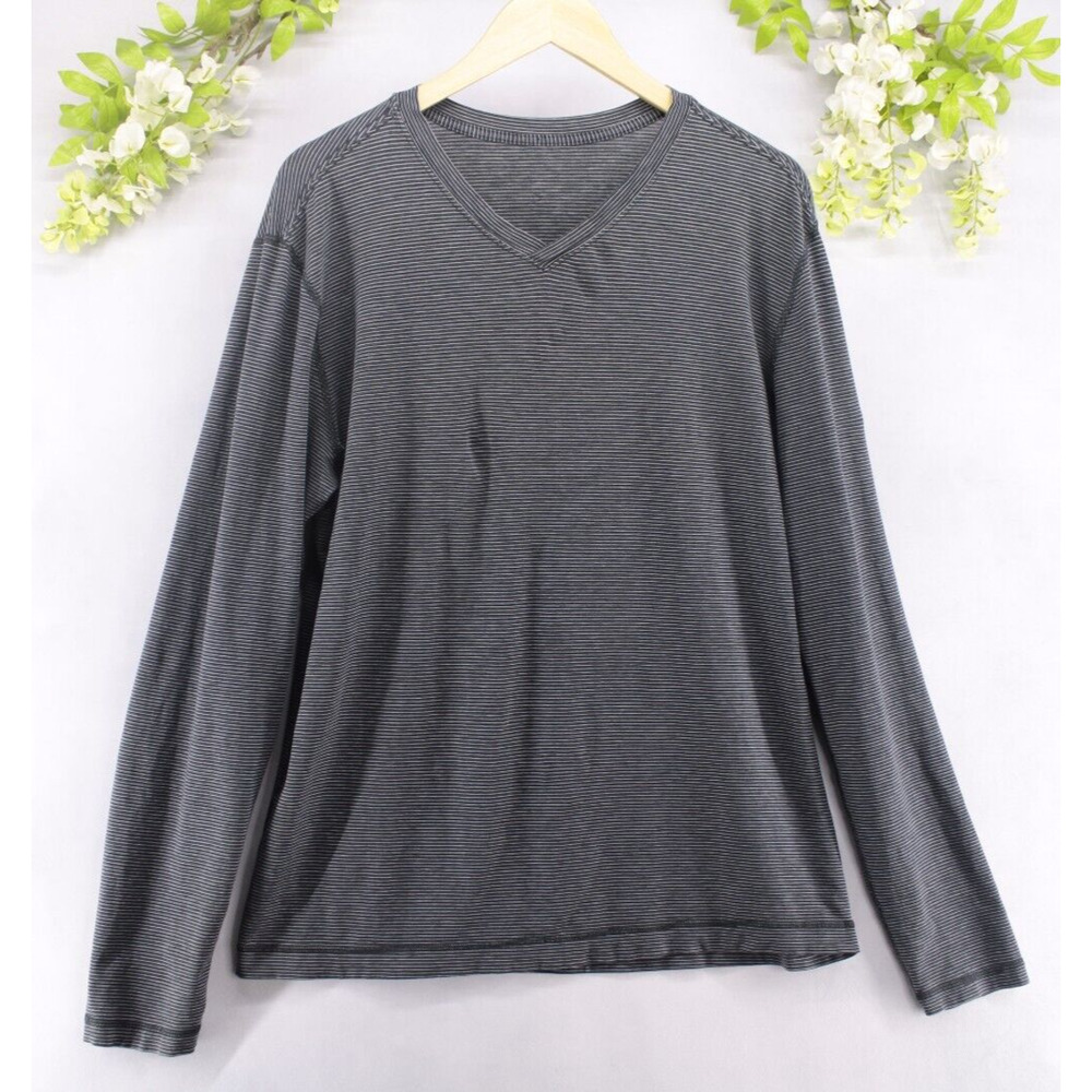 Lululemon Men's Speed Long Sleeve Stripe Black/Silver Smooth Sz M